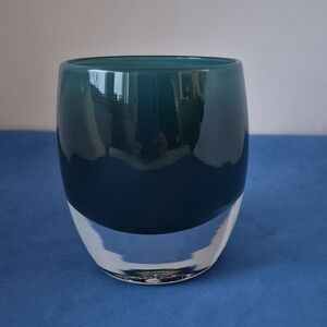 Elegant Teal Glass Art Vase